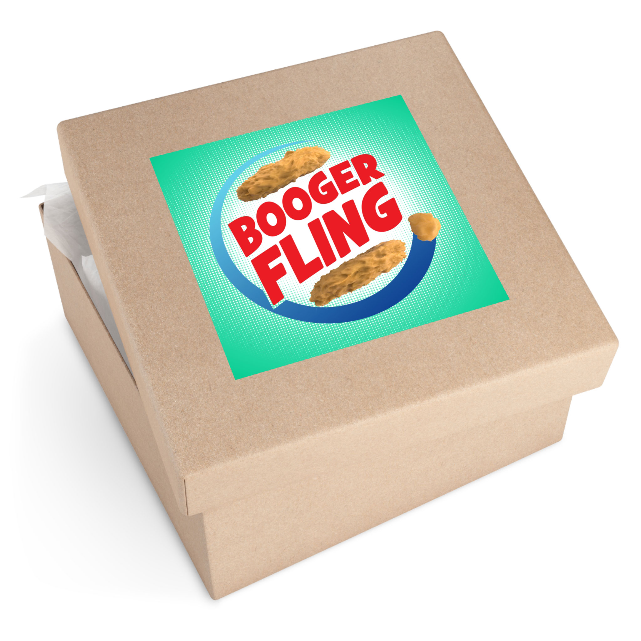 - Booger Fling Square Stickers, IndoorOutdoor - 2 - Davidnoll.earth https://davidnoll.earth/wp-content/uploads/2025/01/booger-fling-sticker-6x6-context2.jpg