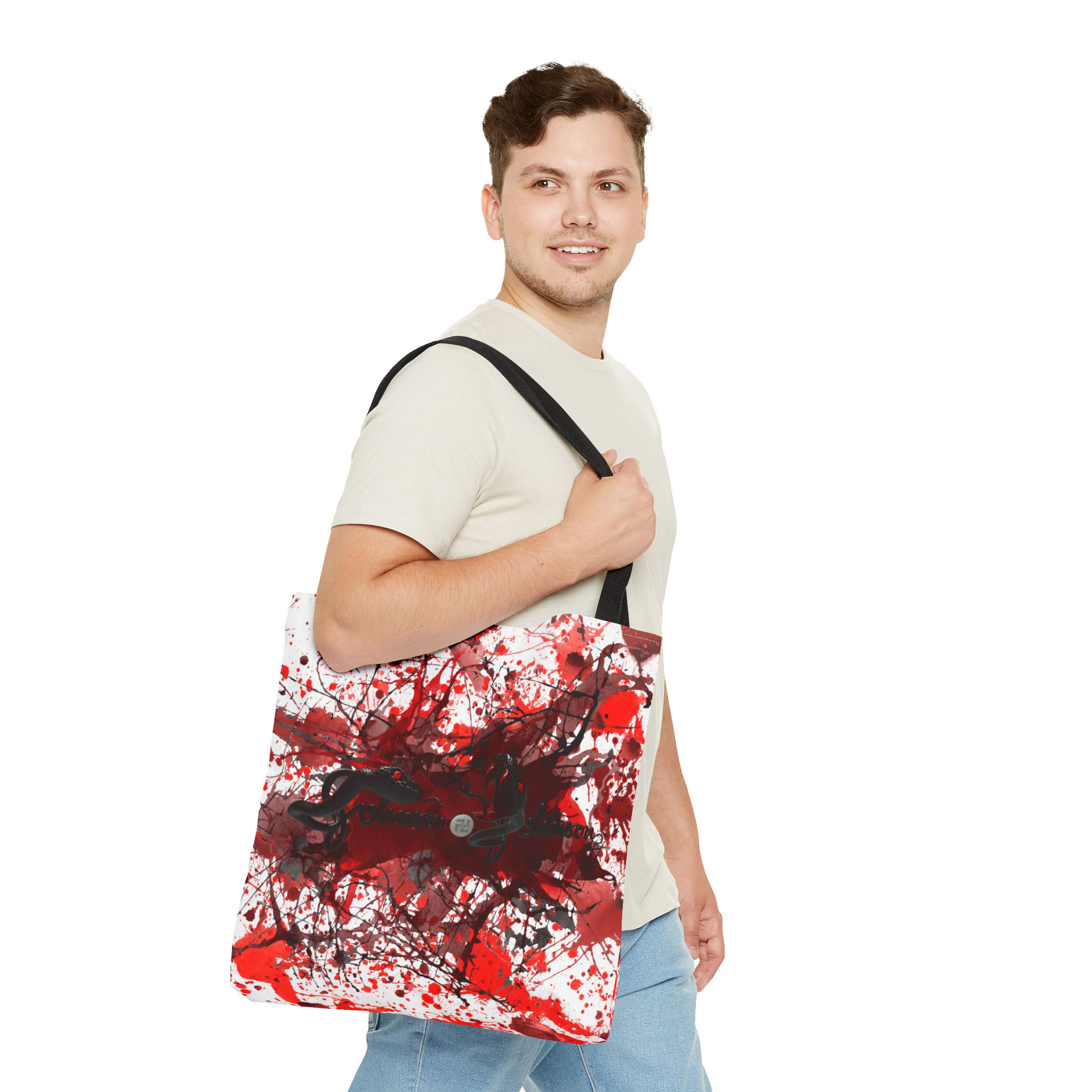 - Johnson & Johnson All Over Printed Tote Bag - 2 - Davidnoll.earth https://davidnoll.earth/wp-content/uploads/2025/01/johnson-and-johnson-tote-bag-red-handle-18x18-person3.jpg