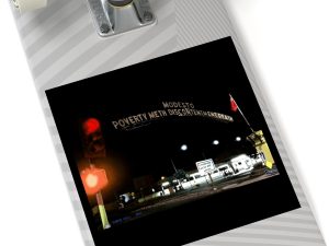 Modesto: Poverty, Meth, Discontentment, Death Square Stickers, IndoorOutdoor
