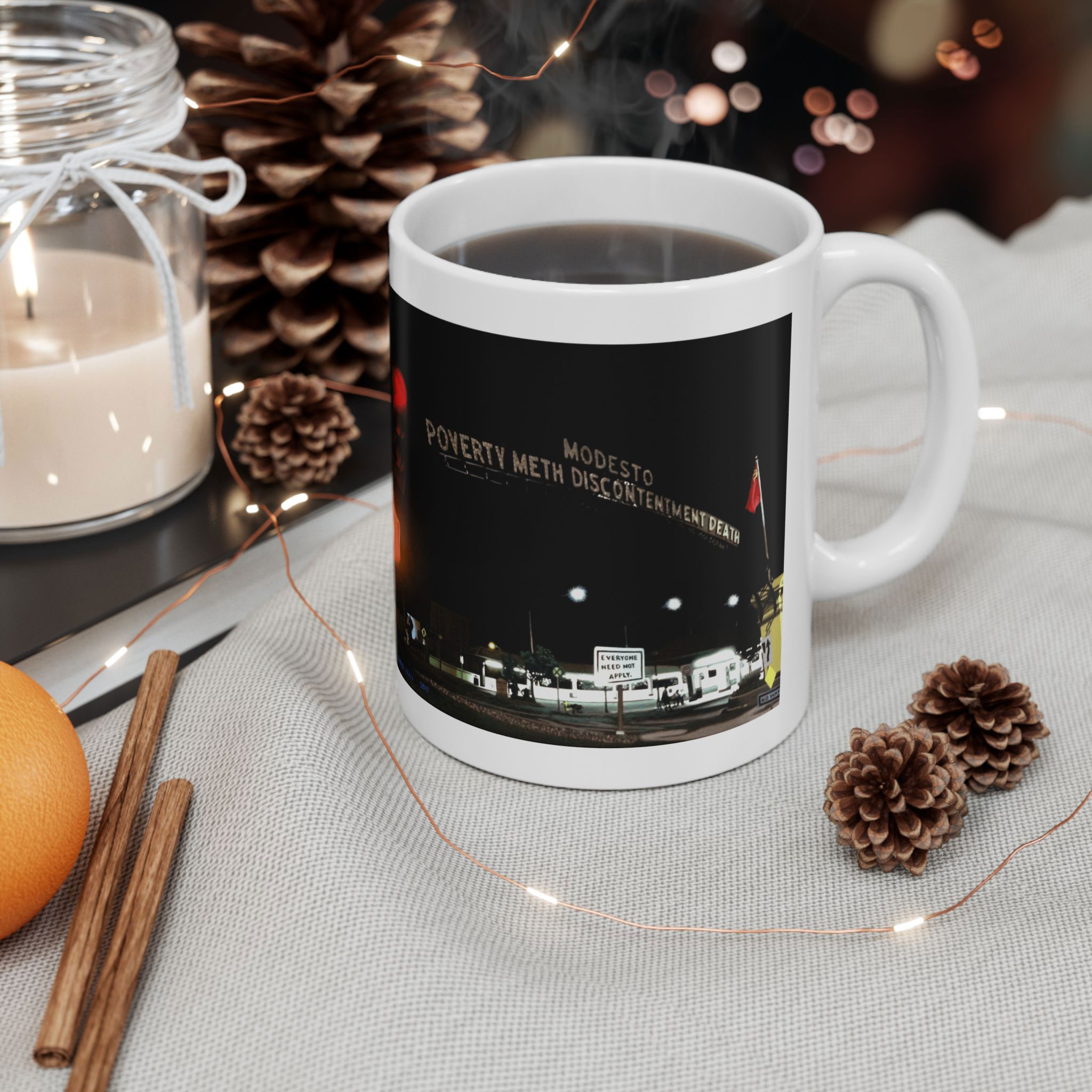 - Modesto: Poverty, Meth, Discontentment, Death Ceramic Mug, (11oz, 15oz) - 1 - Davidnoll.earth https://davidnoll.earth/wp-content/uploads/2025/01/modesto-white-mug-context-11oz.jpg