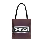 - No Way All Over Printed Tote Bag - 5 - Davidnoll.earth https://davidnoll.earth/wp-content/uploads/2025/01/no-way-tote-bag-black-handle-18x18-person3.jpg
