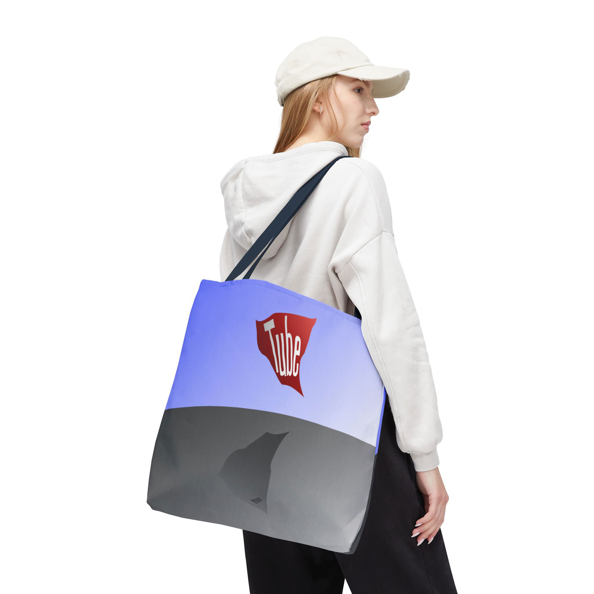 - YouTube All Over Printed Tote Bag - 1 - Davidnoll.earth https://davidnoll.earth/wp-content/uploads/2025/01/you-tube-tote-bag-navy-handle-18x18-person3.jpg