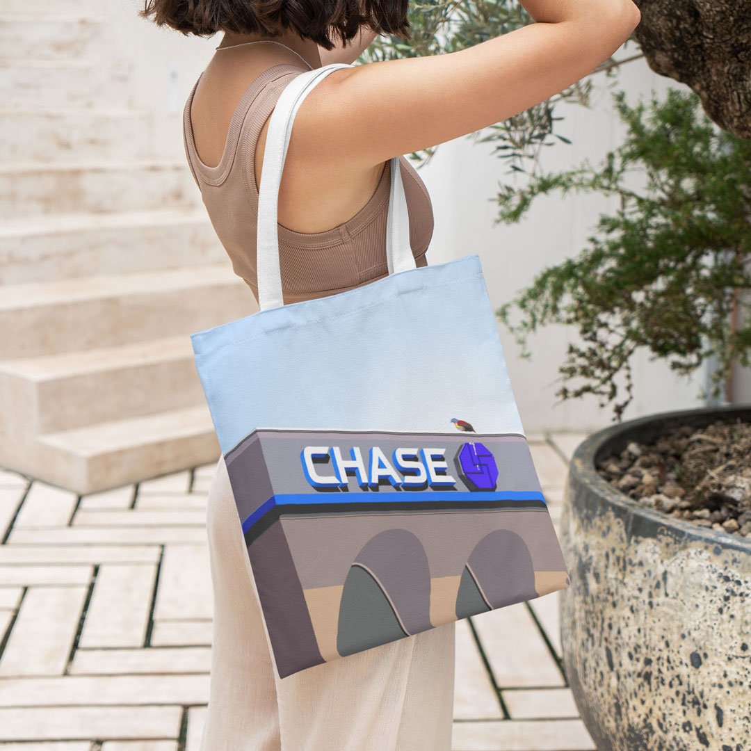 Woman With Chase Tote Bag